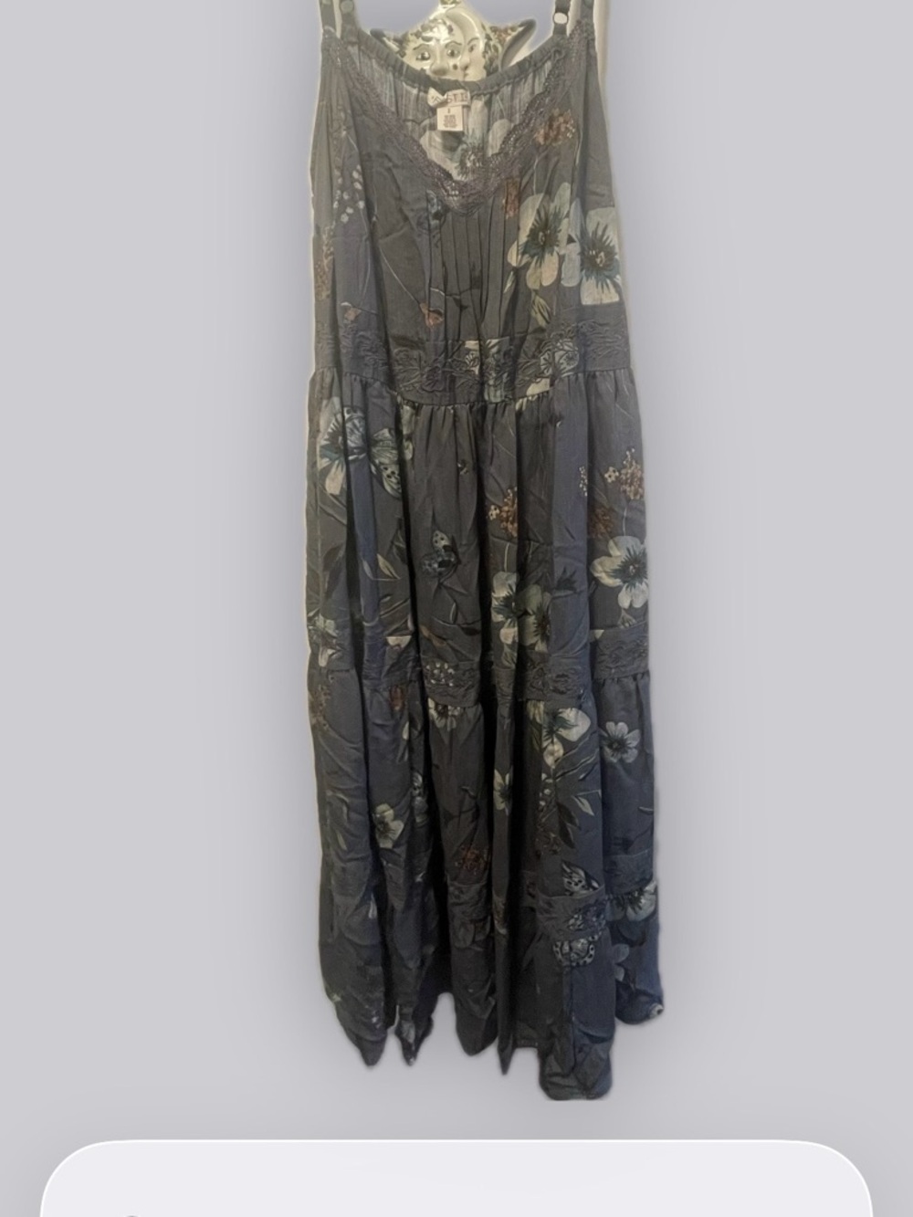 Torrid Floral Lace-Trim Maxi Dress in Dark Gray